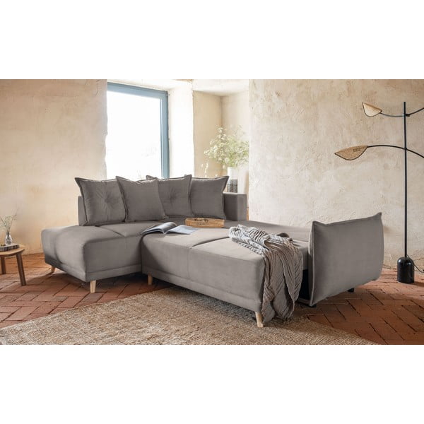 Světle hnědá manšestrová rozkládací rohová pohovka (levý roh) Lazy Lukka – Miuform-image-4