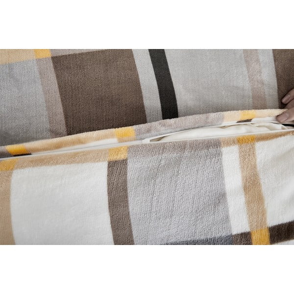 Šedo-hnědé povlečení na jednolůžko z mikroplyše 140x200 cm – My House-image-2