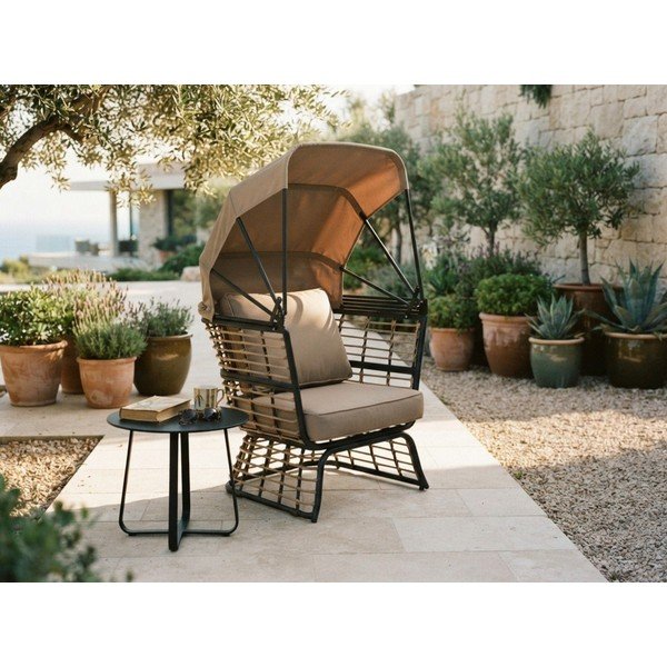 Béžové kovové zahradní křeslo Paros – Garden Pleasure-image-1