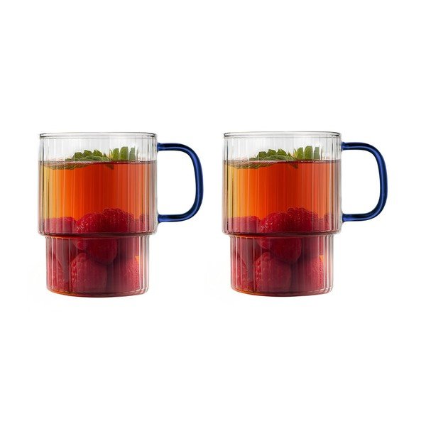 Modré skleněné hrnky v sadě 2 ks na cappuccino 350 ml Livio – Vialli Design