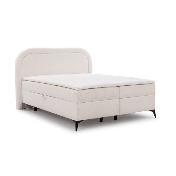 Bílá boxspring postel s úložným prostorem 140x200 cm Ornes – Ropez