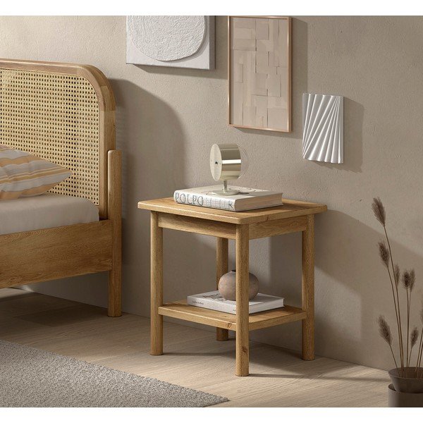 Noční stolek z dubového dřeva v přírodní barvě Olive – Vipack-image-1