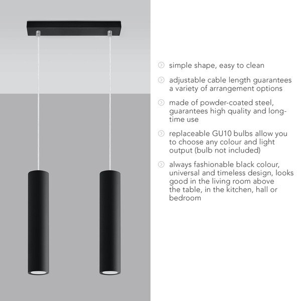 Černé kovové závěsné svítidlo Castro – Sollux-image-4