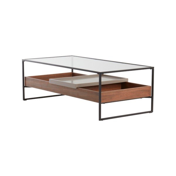 Konferenční stolek se skleněnou deskou v tmavě přírodní barvě 60x120 cm Sveg – Jotex-image-1