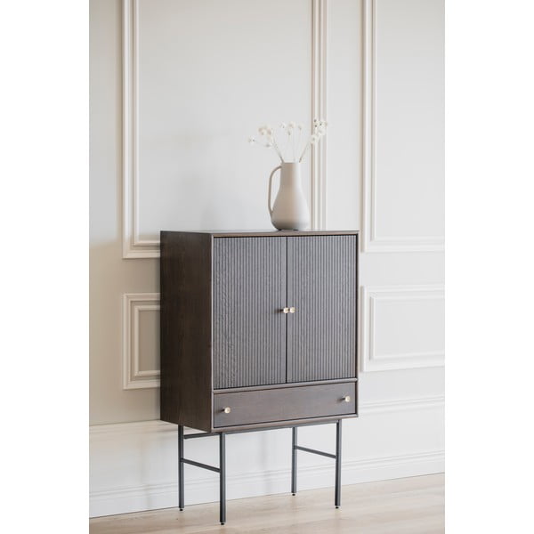 Hnědá komoda s dubovou dýhou Rowico Clearbrook, šířka 79 cm-image-3