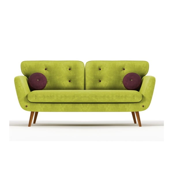 Sofa Alva pro tři, zelená/fialová