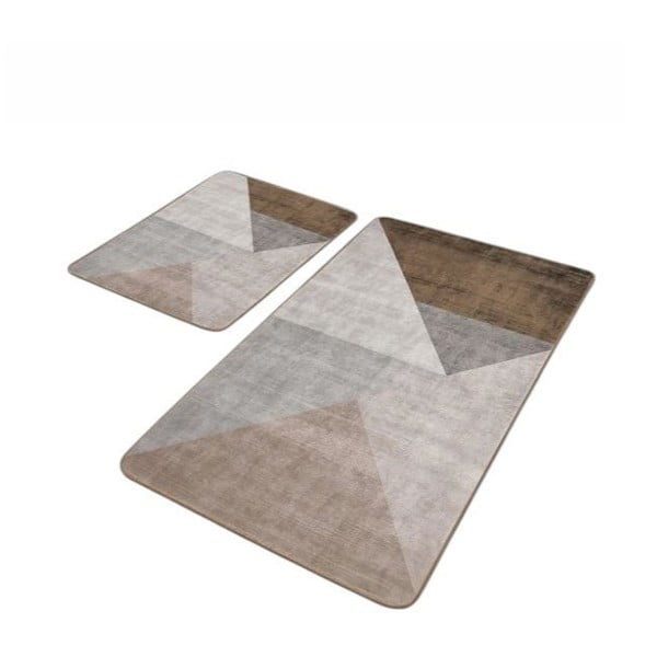 Šedo-hnědé sametové koupelnové předložky v sadě 2 ks 60x100 cm – Mila Home