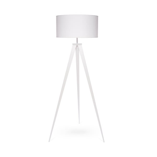 Stojací lampa s bílými kovovými nohami a bílým stínidlem Bonami Essentials Kiki