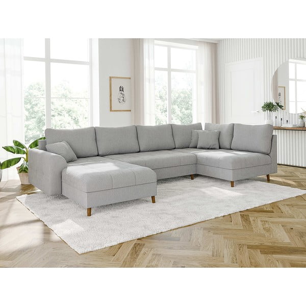 Světle šedá manšestrová rohová pohovka (levý roh/do "U") Ariella – Ropez-image-3