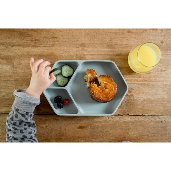 Modrý silikonový dětský talíř 16x25 cm – Kindsgut-image-1