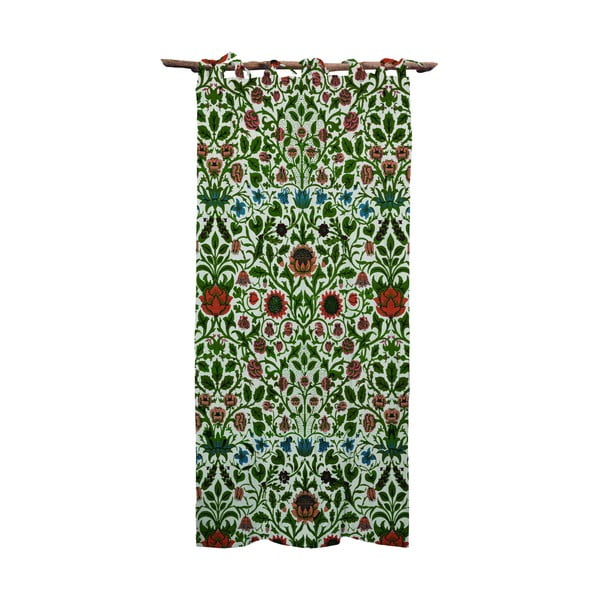 Zelený závěs s příměsí lnu Tierra Bella Williams Garden, 140 x 270 cm
