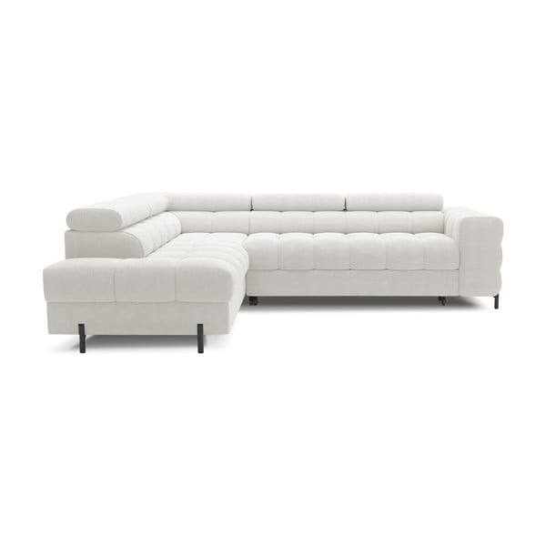 Krémová rozkládací/s úložným prostorem rohová pohovka z textilie bouclé (levý roh/do L) Ferucce – ELTAP-image-2