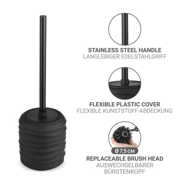 Černá keramická WC štětka Illana – Wenko-image-2