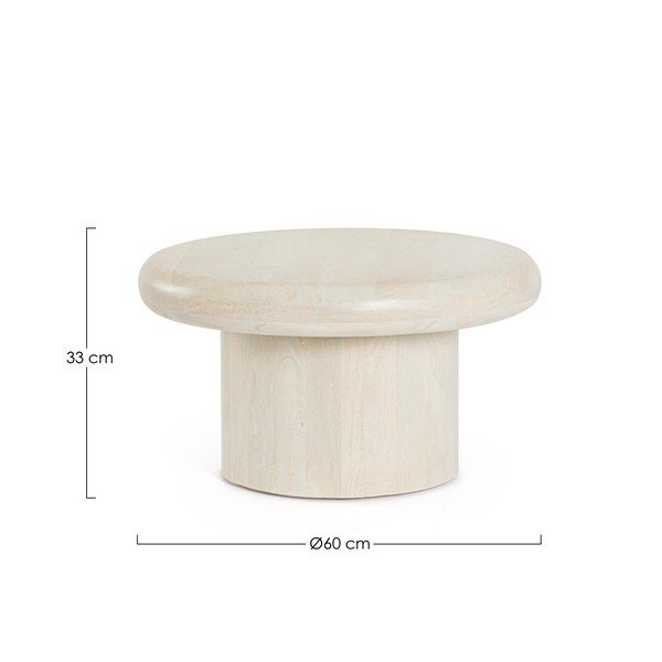 Krémový kulatý konferenční stolek z mangového dřeva ø 60 cm Lopez – Bizzotto-image-3