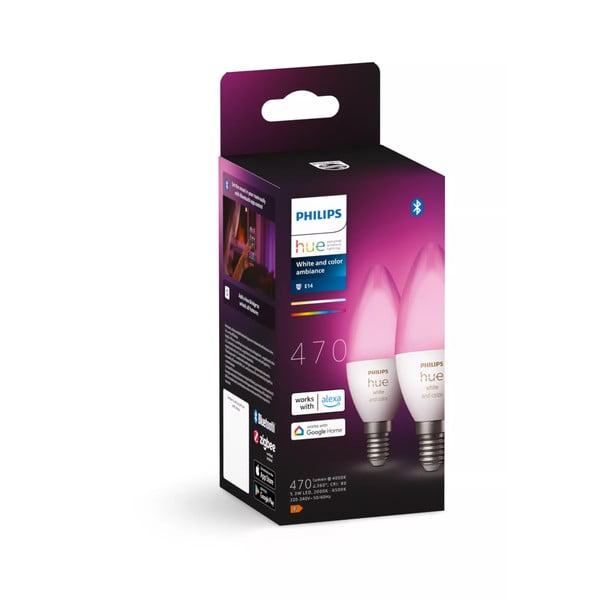 LED smart žárovky v sadě 2 ks E14, 5 W White and color ambiance – Philips Hue