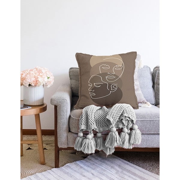 Hnědý povlak na polštář s příměsí bavlny Minimalist Cushion Covers Chenille, 55 x 55 cm-image-2