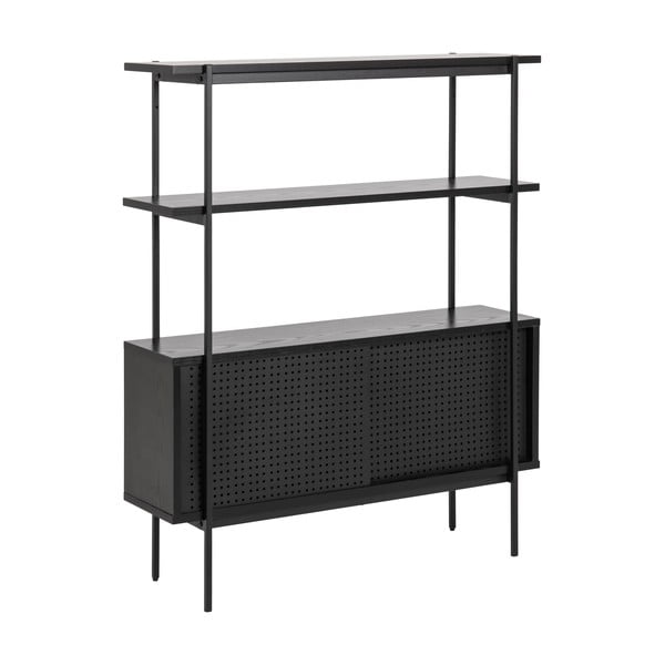 Černá knihovna v dekoru jasanu s posuvnými dveřmi 94x114 cm Angus – Actona-image-2