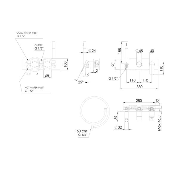 Bílá podomítková sprchová baterie (2 výstupy) Spy – Sapho-image-3