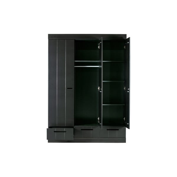 Černá šatní skříň z borovicového dřeva 140x195 cm Connect - WOOOD-image-3