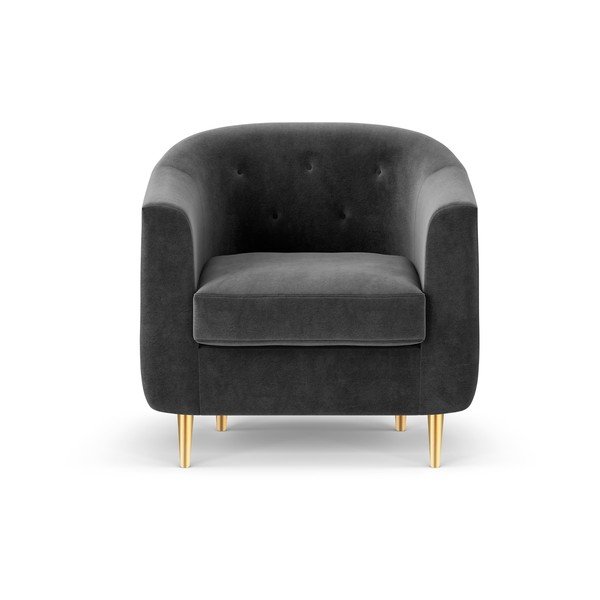 Tmavě šedá sametové křeslo Kooko Home Corde-image-2