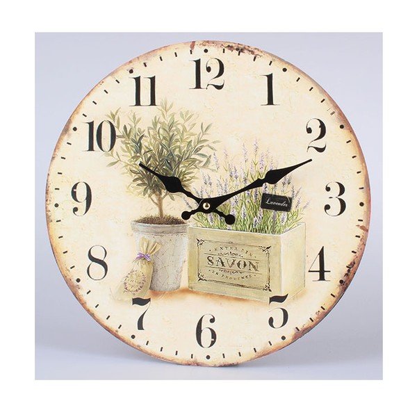 Dřevěné hodiny Savon Lavender, 34 cm