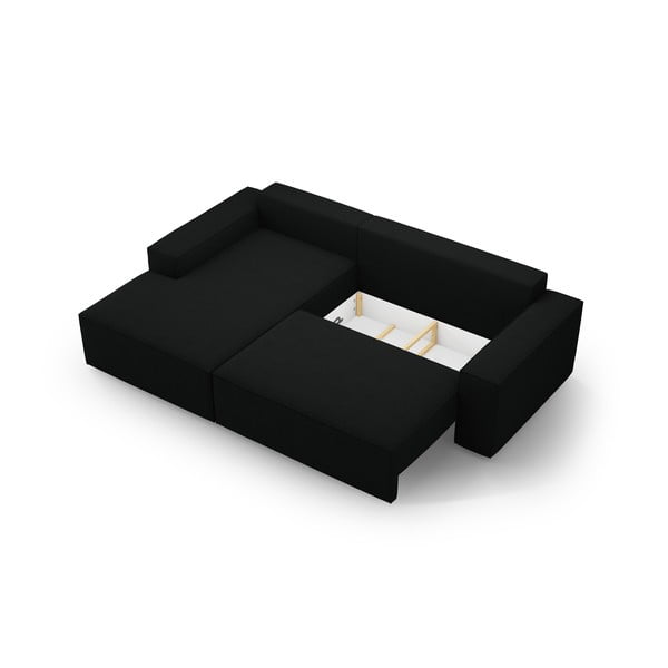 Černá rozkládací rohová pohovka z textilie bouclé (levý roh) Jodie – Micadoni Home-image-4