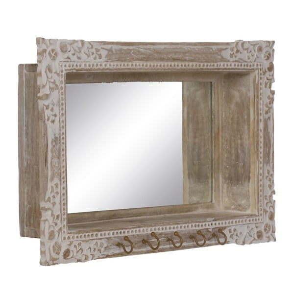 Nástěnné zrcadlo s dřevěným rámem 61x38 cm – Ixia-image-1