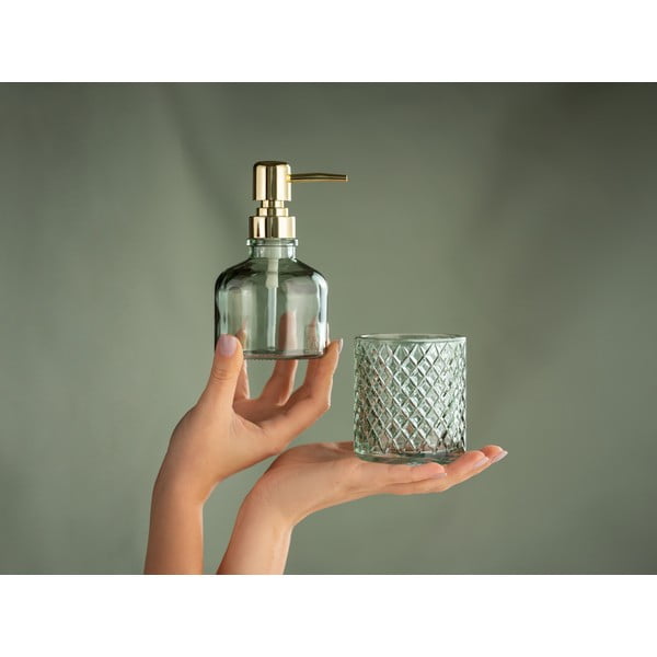 Skleněný dávkovač mýdla v mentolové barvě 200 ml Atessa – Wenko-image-2