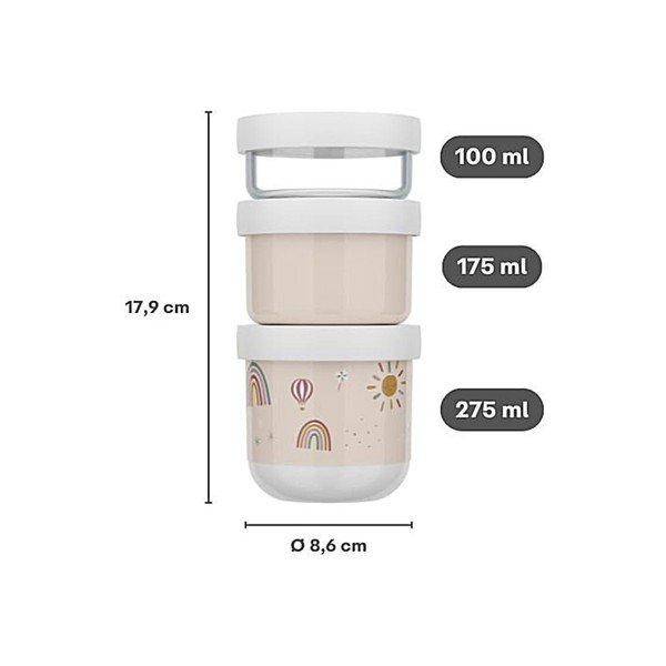 Béžové plastové dětské svačinové boxy v sadě 3 ks Sunshine & Rainbow – Mepal-image-4