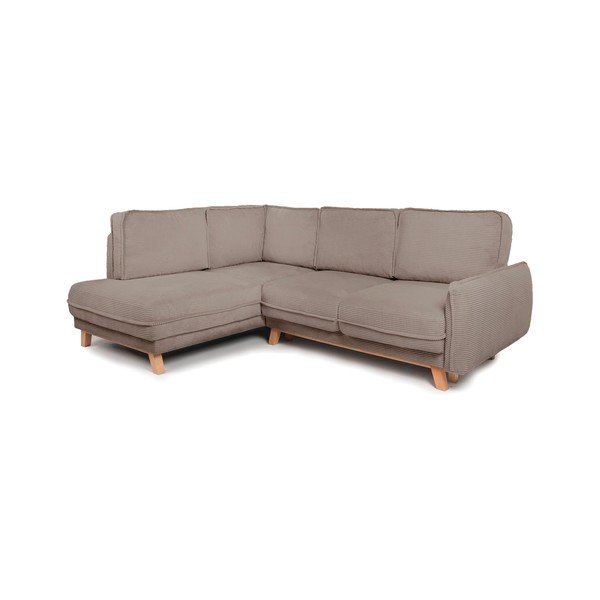 Taupe manšestrová rozkládací/s úložným prostorem rohová pohovka (levý roh/do L) Tori – Bonami Selection-image-1