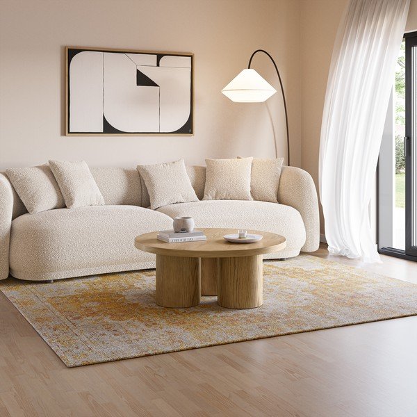 Kulatý konferenční stolek v dekoru dubu v přírodní barvě ø 100 cm Arancha – MOME-image-1