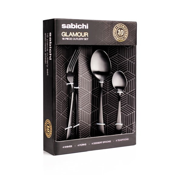 16dílná sada příborů v matně černé barvě Sabichi-image-1