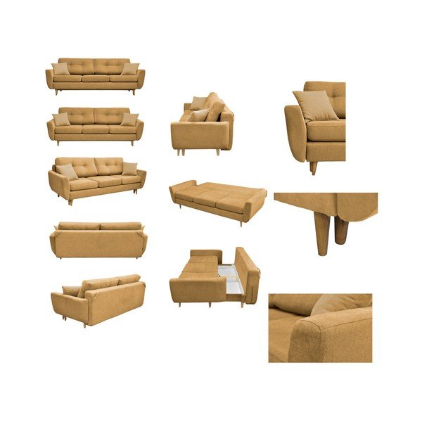 Žlutá rozkládací pohovka se světlými nohami Mazzini Sofas Rose-image-2