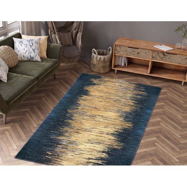 Žlutý/tmavě modrý pratelný koberec 50x80 cm Goldie – Vitaus-image-1
