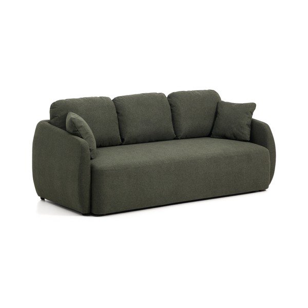 Tmavě zelená žinylková rozkládací pohovka 218 cm Laira – Kave Home-image-2
