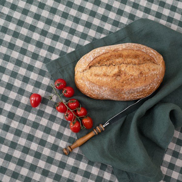 Lněná utěrka 45x65 cm Forest Green Gingham – Linen Tales-image-1