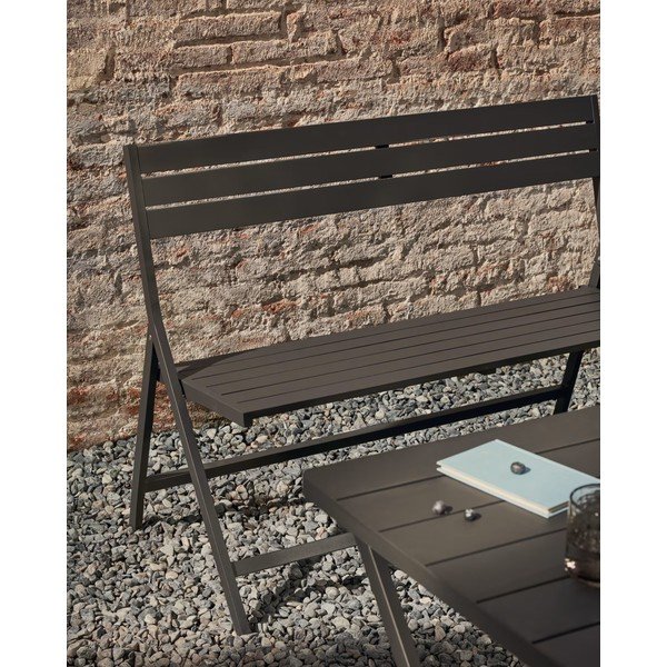 Černá kovová zahradní lavice Torreta – Kave Home-image-1