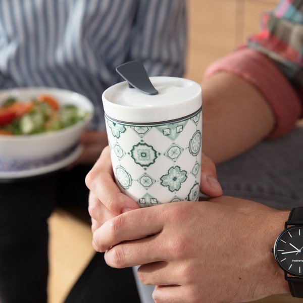 Zeleno-bílý porcelánový cestovní hrnek Villeroy & Boch Like To Go, 350 ml-image-1