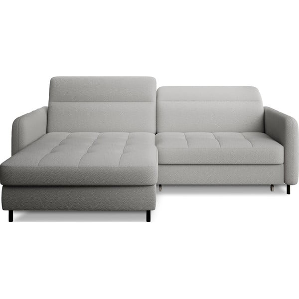 Šedá rozkládací/s úložným prostorem rohová pohovka z textilie bouclé (levý roh/s lenoškou) Gomsi – ELTAP