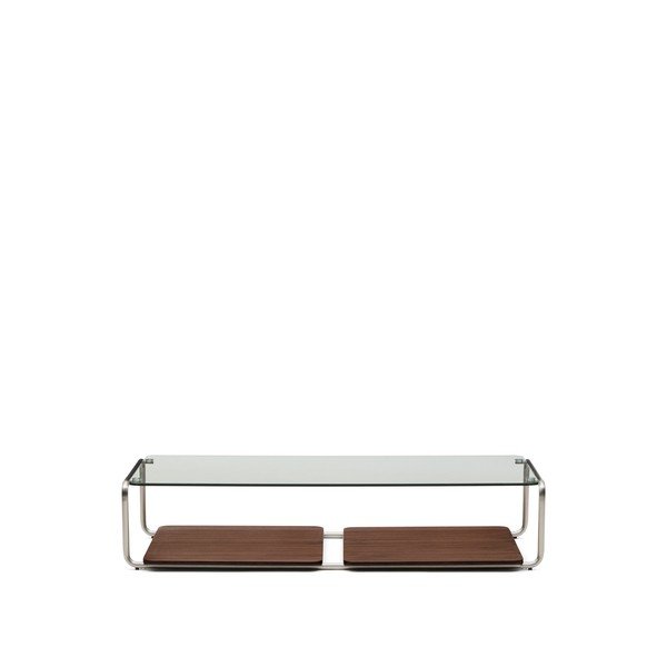Tmavě hnědý konferenční stolek se skleněnou deskou 60x140 cm Tarsel – Kave Home