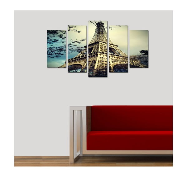 Pětidílný obraz Eiffelovka, 110x60 cm