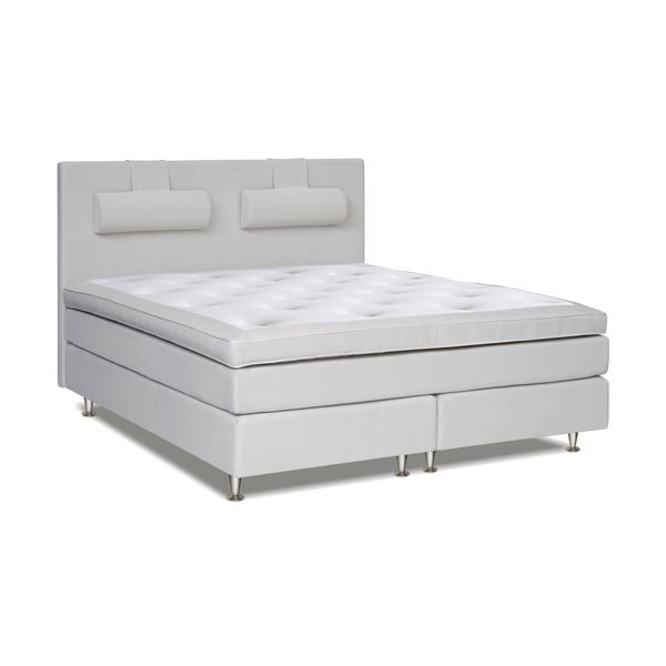 Světle šedá postel s matrací Gemega Hilton, 140x200 cm
