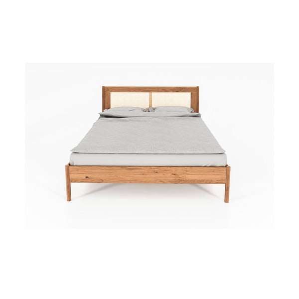 Dvoulůžková postel z dubového dřeva s ratanovým čelem 160x200 cm Pola - The Beds-image-3