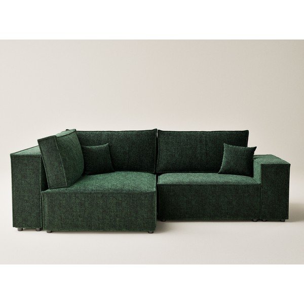 Tmavě zelená žinylková rozkládací/s úložným prostorem rohová pohovka (levý roh/do L) Tonga – Maison de Rêve-image-2