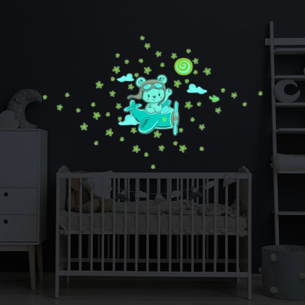 Dětská samolepka na zeď 30x25 cm Pilot Bear – Ambiance-image-4