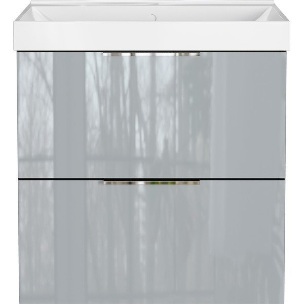 Šedá lesklá závěsná skříňka pod umyvadlo 61x65 cm Celano – Germania-image-3