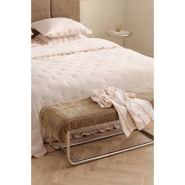 Hnědá žinylková kovová/polstrovaná lavice Mindy – Ellos Home-image-1