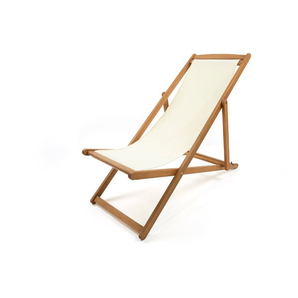 Béžové skládací zahradní lehátko z akáciového dřeva Bonami Essentials Deck-image-3