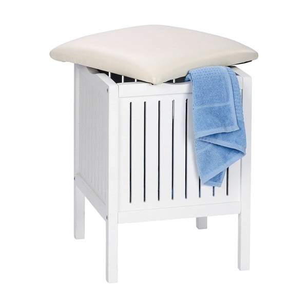 Bílá dřevěná stolička s úložným prostorem Wenko Oslo-image-1