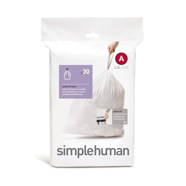 Stahovací pytle na odpadky v sadě 30 ks 4,5 l A – simplehuman